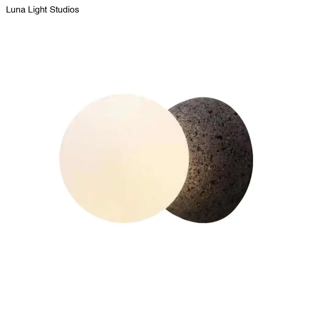 Minimalist black and white glass shade wall sconce bedroom light