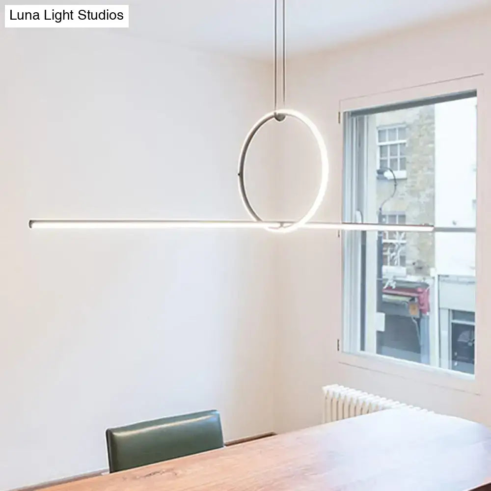 Minimalist black contemporary metal led pendant light for office