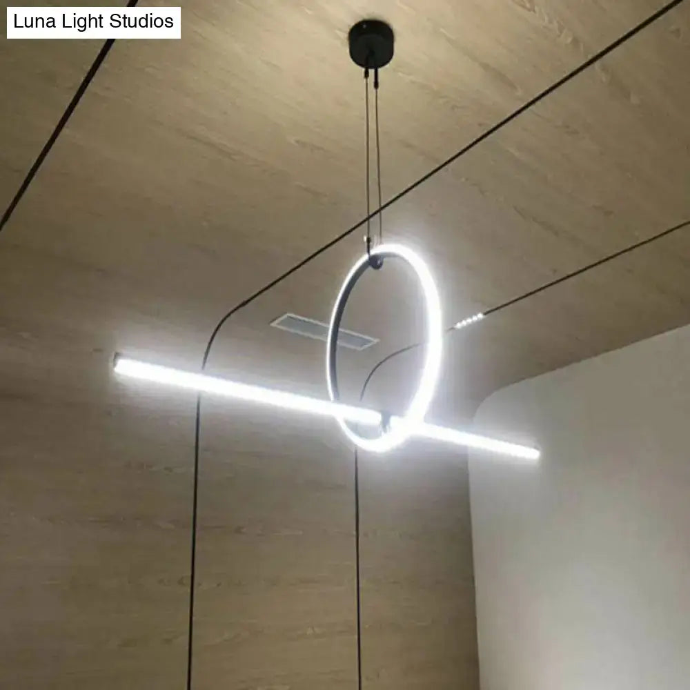 Minimalist black contemporary metal led pendant light for office