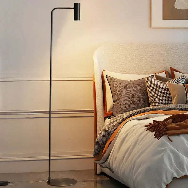 Minimalist black decorbites brass floor light bedroom curved lamp