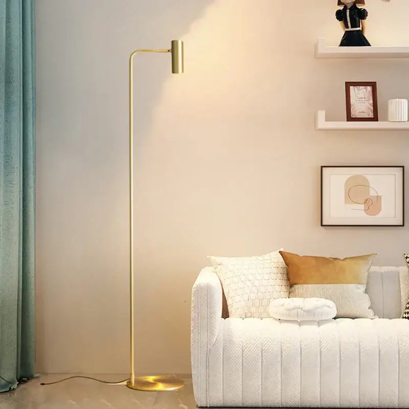 Minimalist black decorbites brass floor light bedroom curved lamp