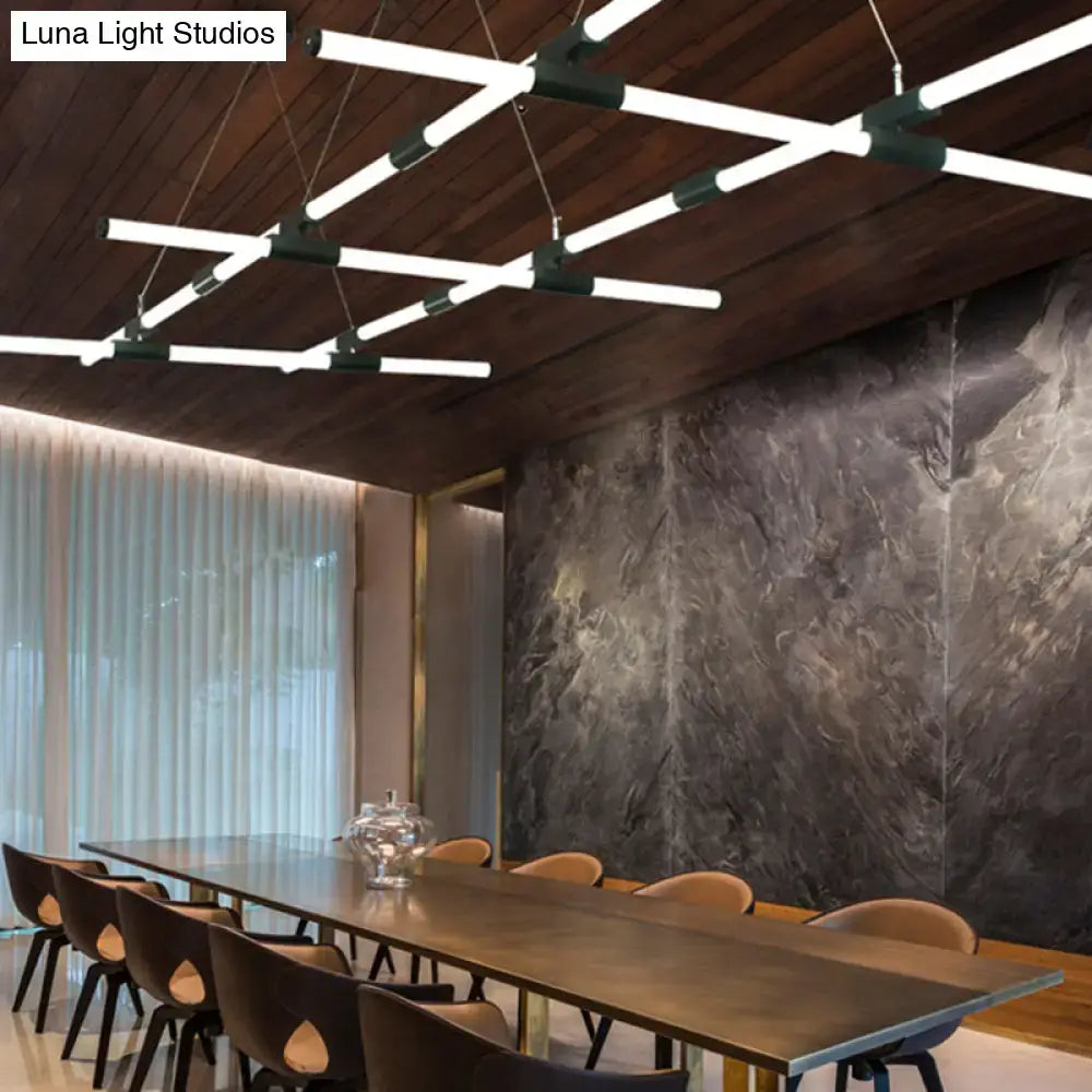Minimalist black glass tube pendant lamp for office led lighting
