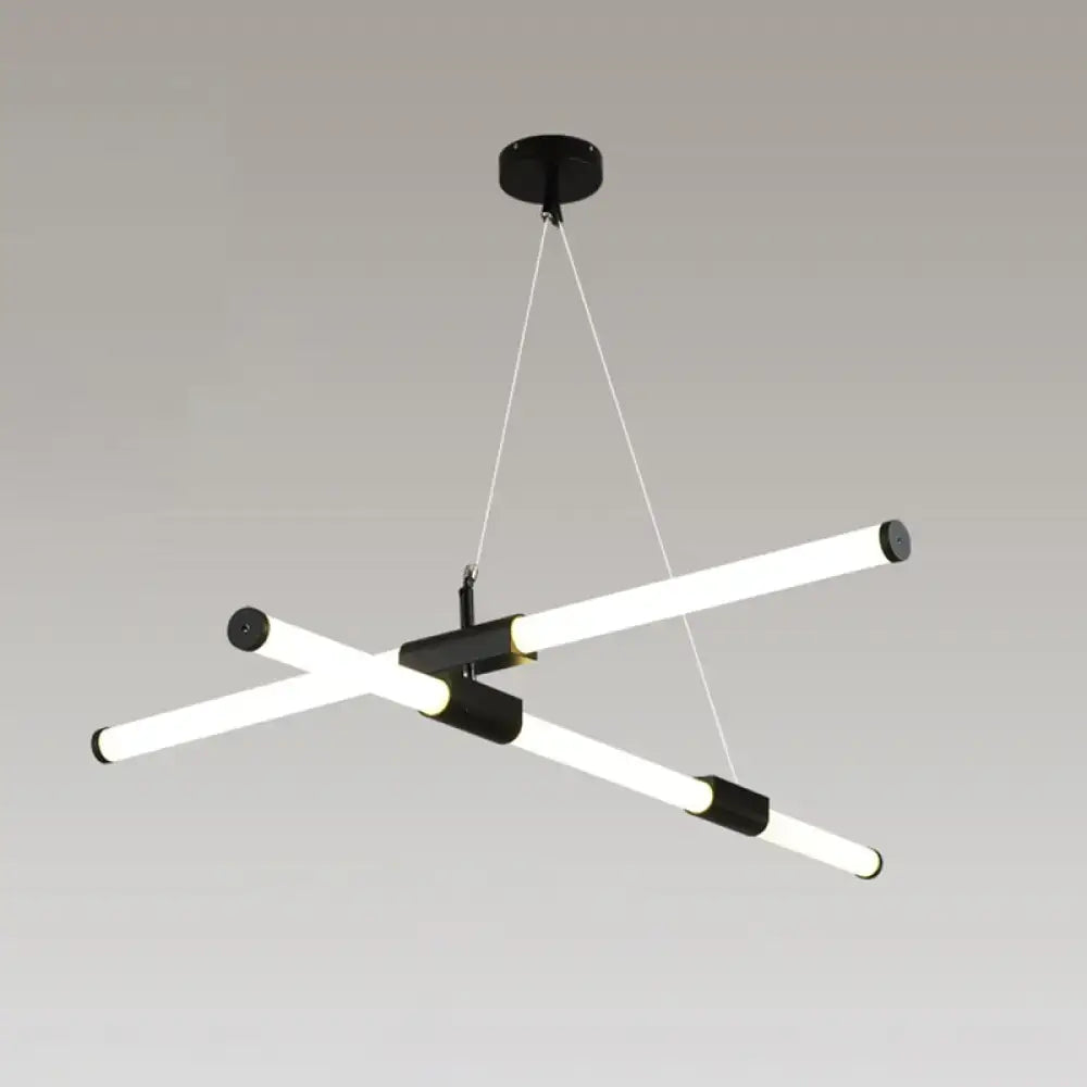 Minimalist black glass tube pendant lamp for office led lighting