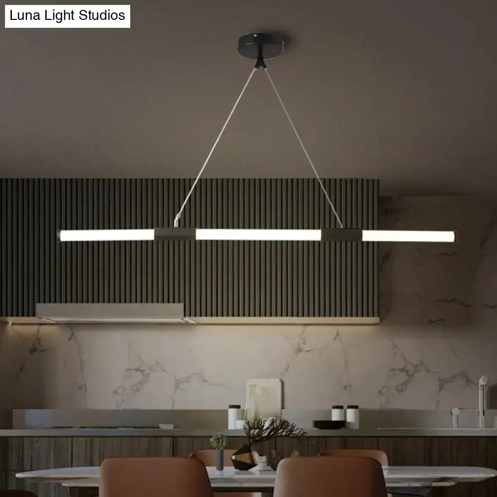 Minimalist black glass tube pendant lamp for office led lighting