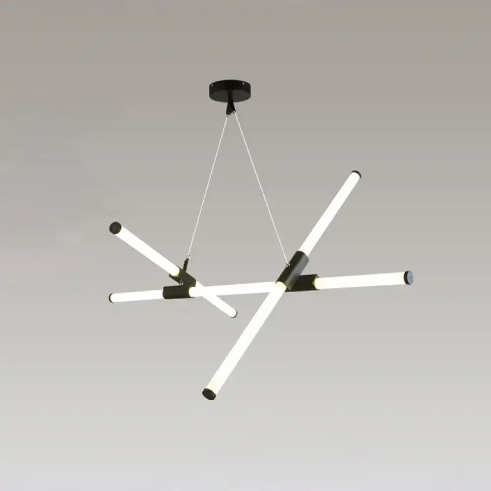 Minimalist black glass tube pendant lamp for office led lighting