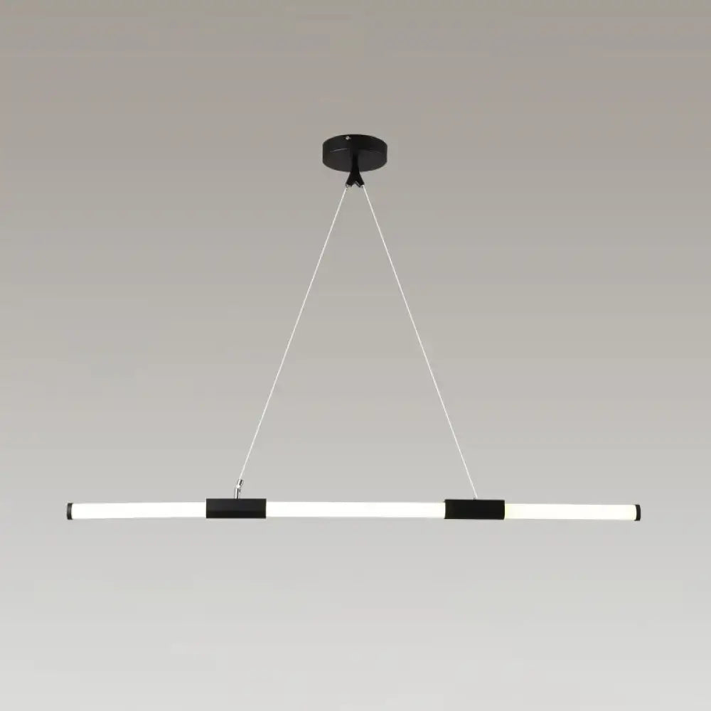 Minimalist black glass tube pendant lamp for office led lighting