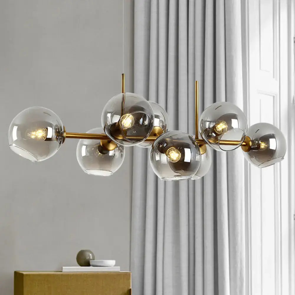 Minimalist black & gold clear smoke grey chandelier dining room light