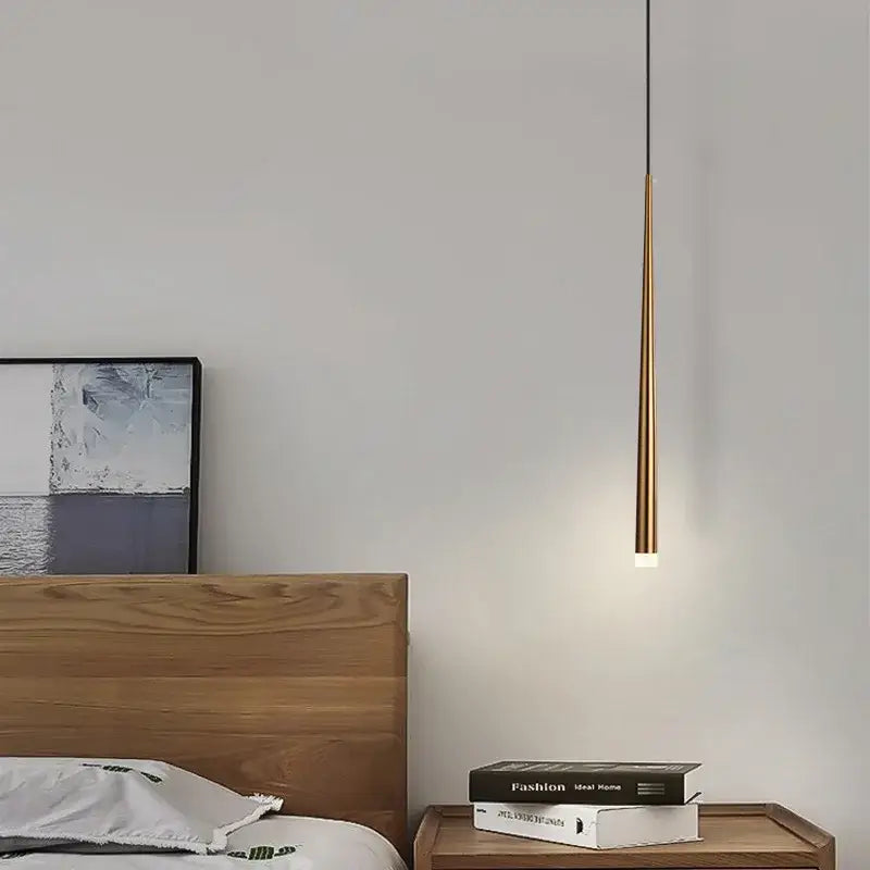 Minimalist black & gold cone tube pendant lights for kitchen dining room