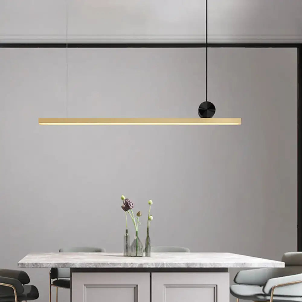 Minimalist black & gold linear led ceiling light kitchen island
