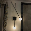 Minimalist black & gold opal glass bubble light fixture bedroom sconce