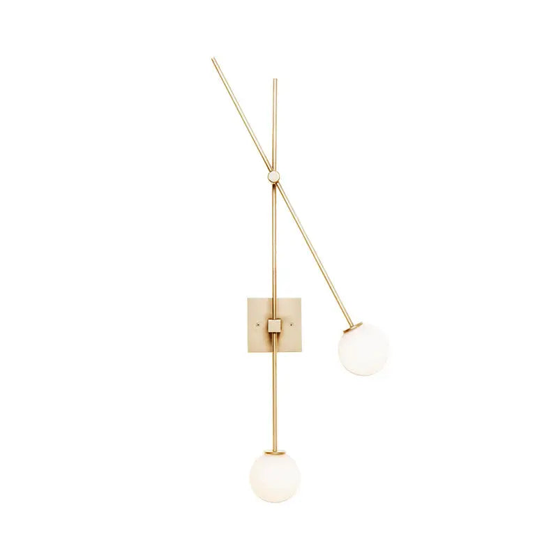 Minimalist black & gold opal glass bubble light fixture bedroom sconce
