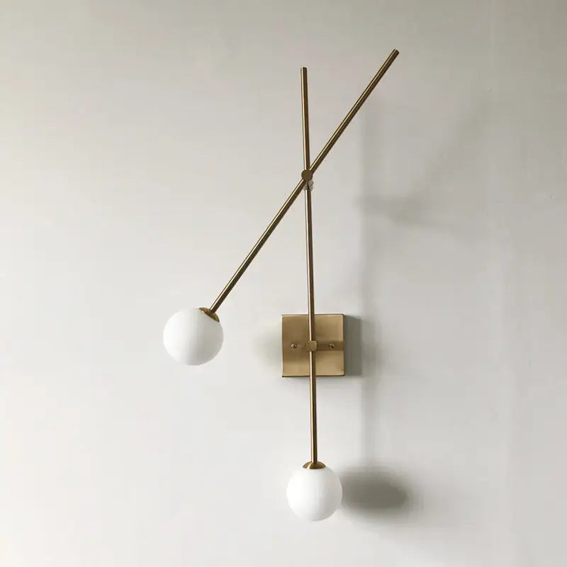 Minimalist black & gold opal glass bubble light fixture bedroom sconce