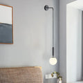 Minimalist black gold spherical wall sconce bedroom glass globe light