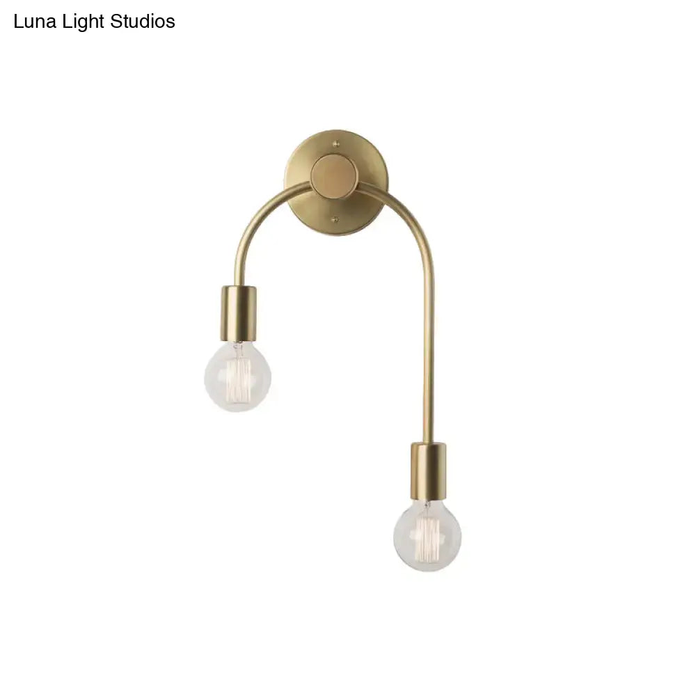 Minimalist black & gold wall lamp bedroom double arm sconce