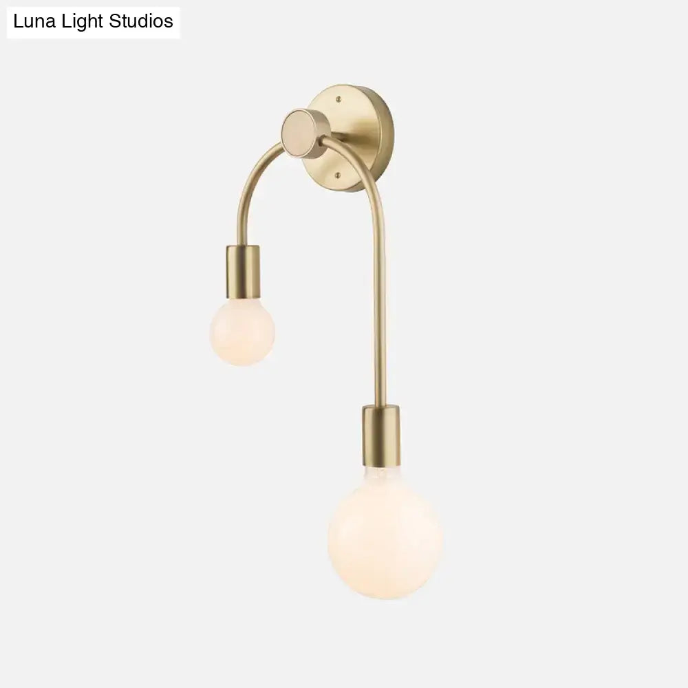Minimalist black & gold wall lamp bedroom double arm sconce