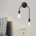Minimalist black & gold wall lamp bedroom double arm sconce