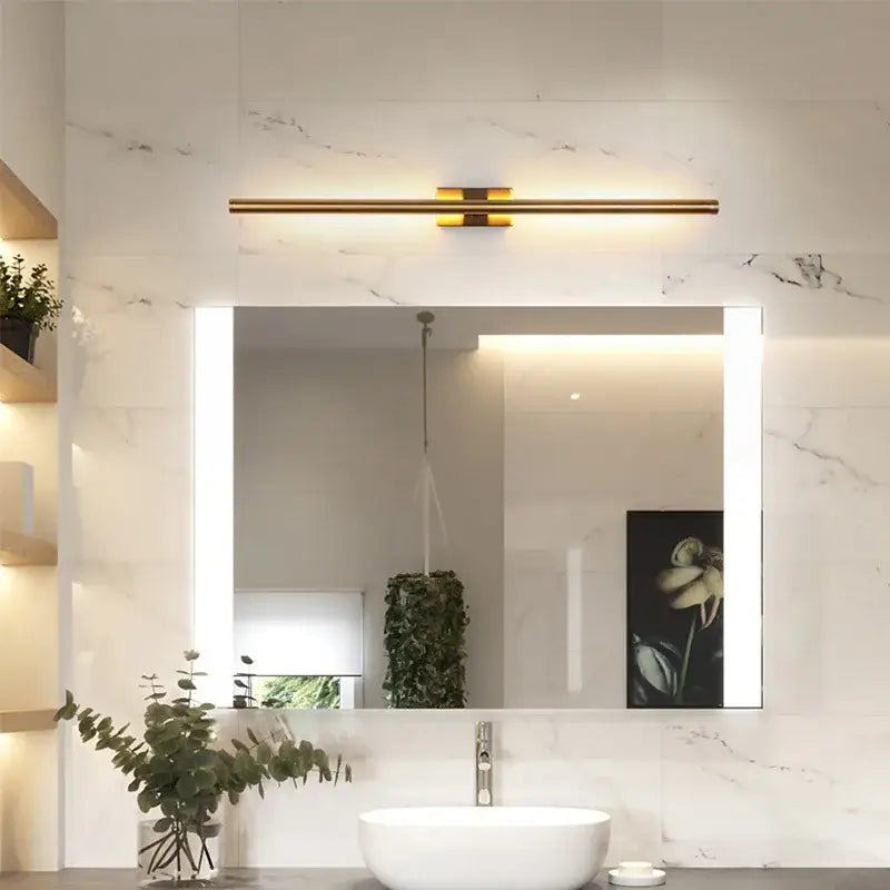 Minimalist black & gold wall sconce living room led vertical bar