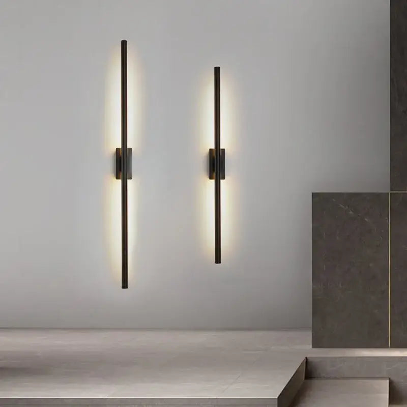 Minimalist black & gold wall sconce living room led vertical bar