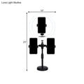 Minimalist black led mirror lamp with three phone holders and telescoping stand for bedroom vlogging setups