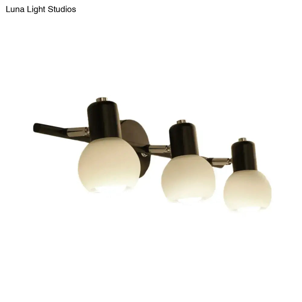 Minimalist black linear design wall lamp with opal glass study room