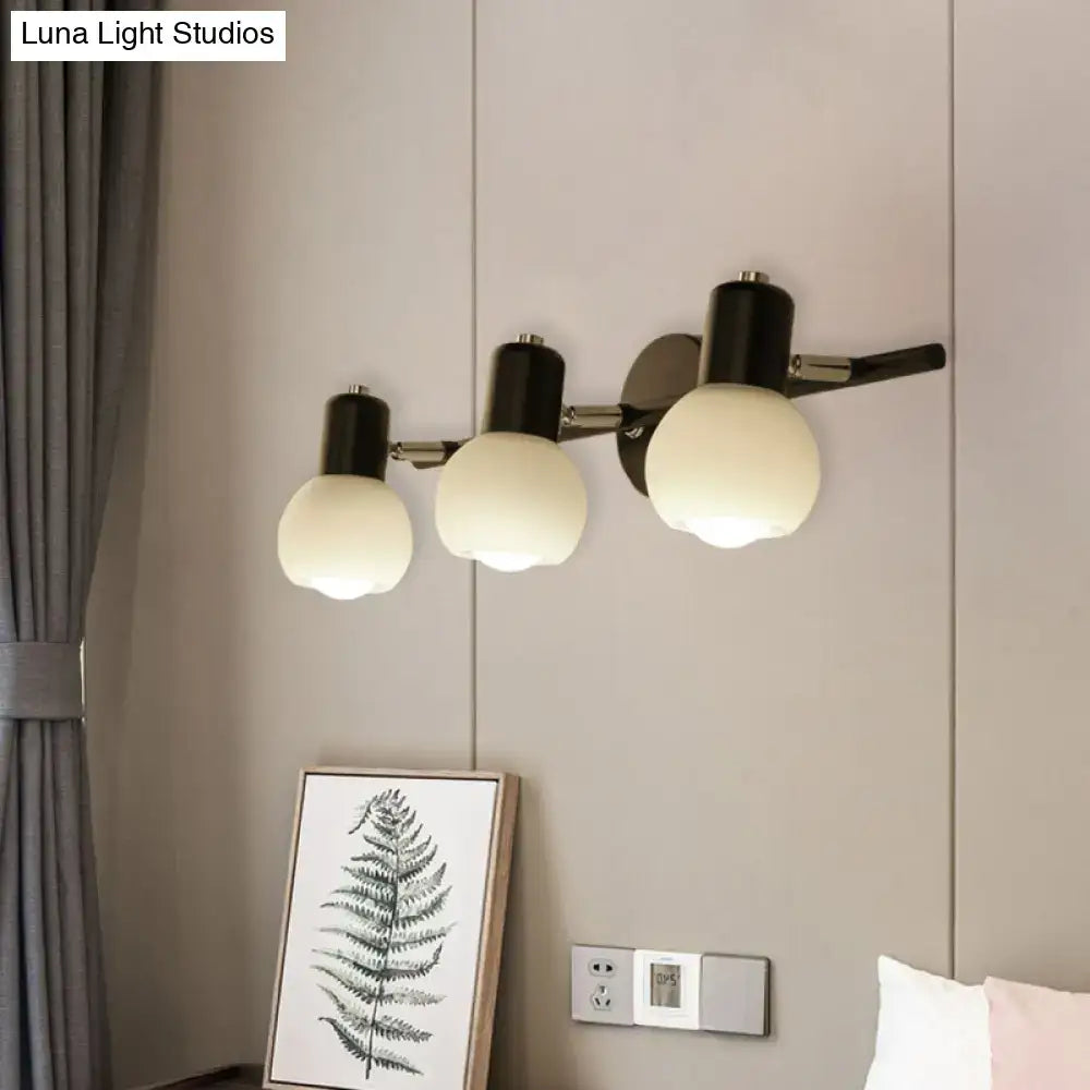 Minimalist black linear design wall lamp with opal glass study room