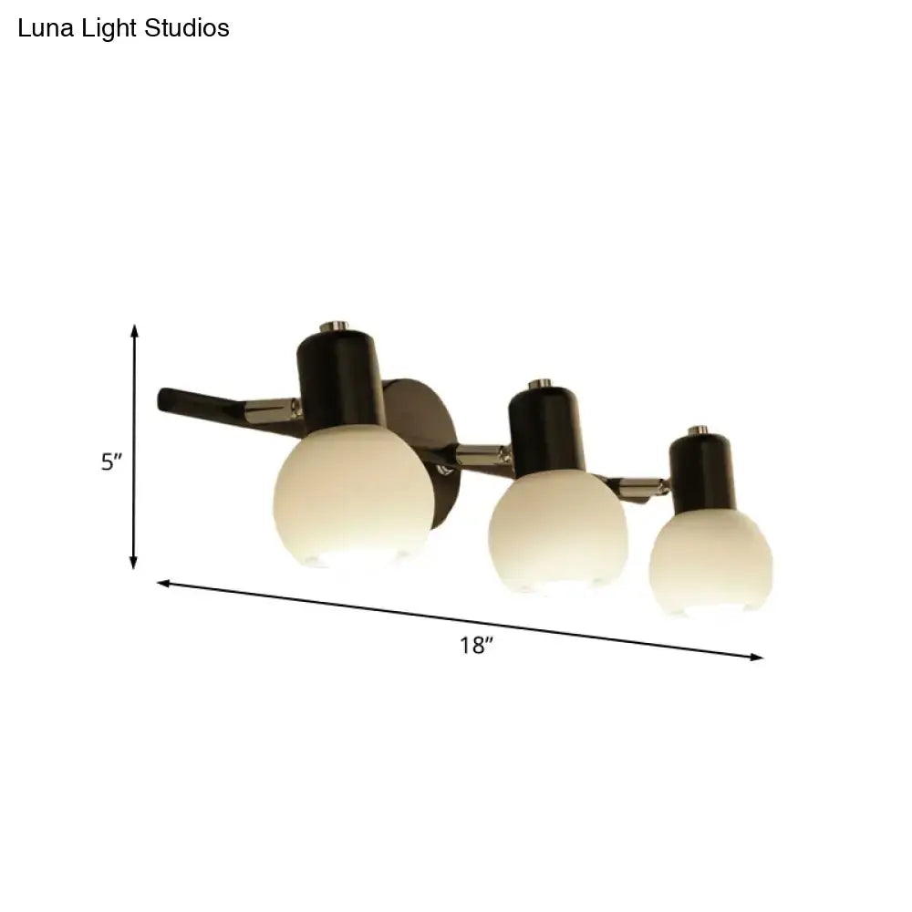 Minimalist black linear design wall lamp with opal glass study room