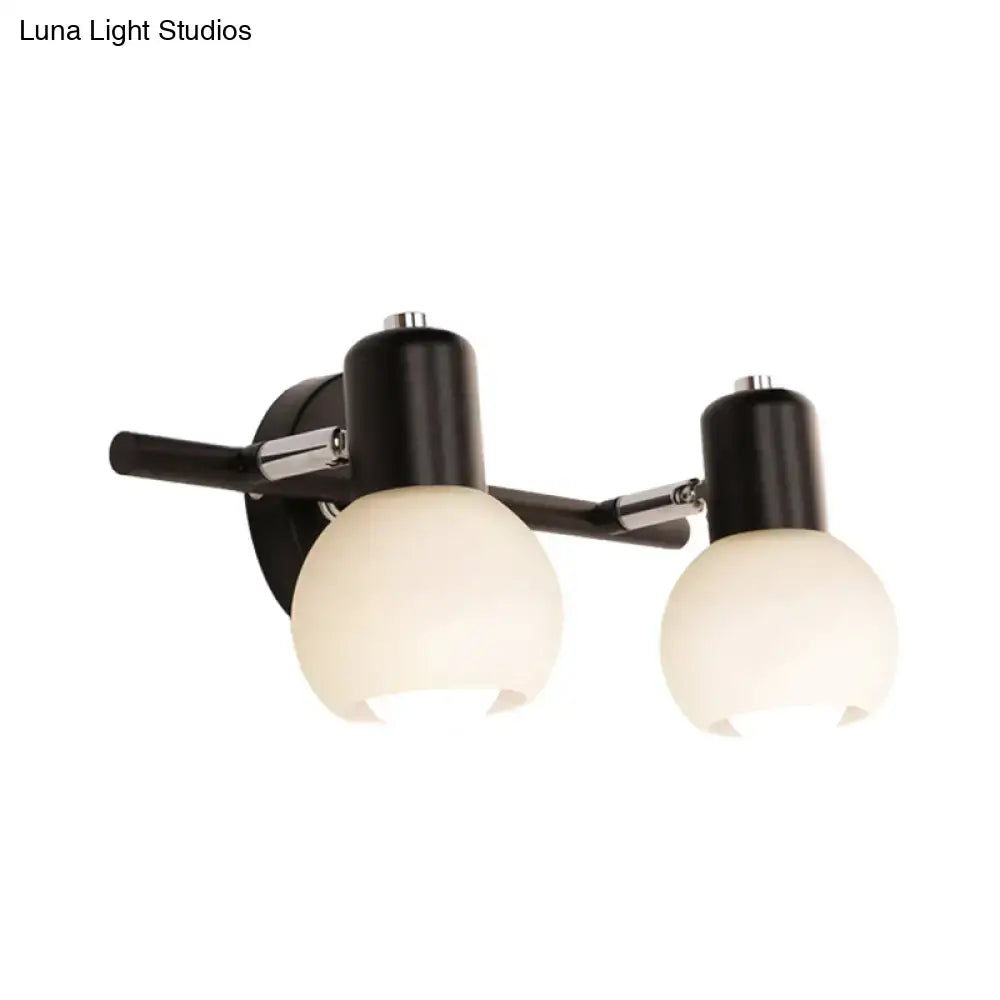 Minimalist black linear design wall lamp with opal glass study room
