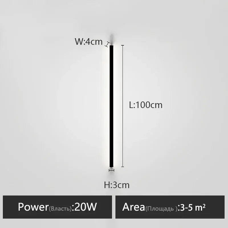 Minimalist black linear led wall lamp for bedroom warm glow
