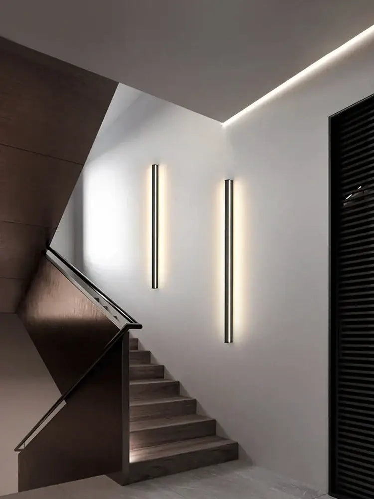 Minimalist black linear led wall lamp for bedroom warm glow