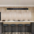 Minimalist black marble rectangular dining room light with gold accents