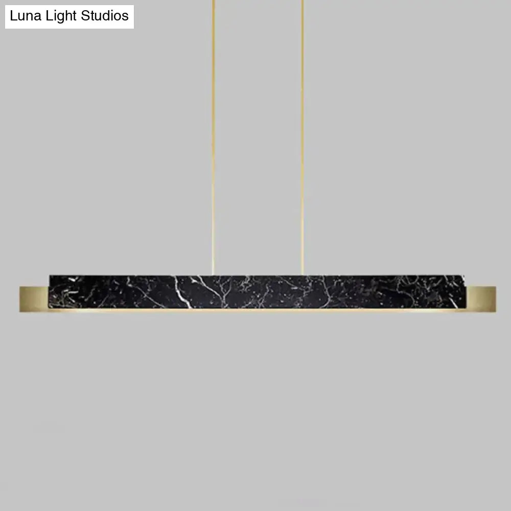 Minimalist black marble rectangular dining room light with gold accents