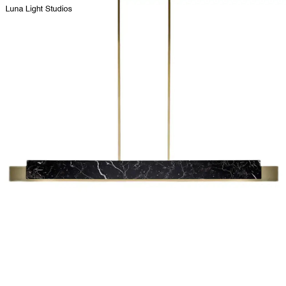 Minimalist black marble rectangular dining room light with gold accents