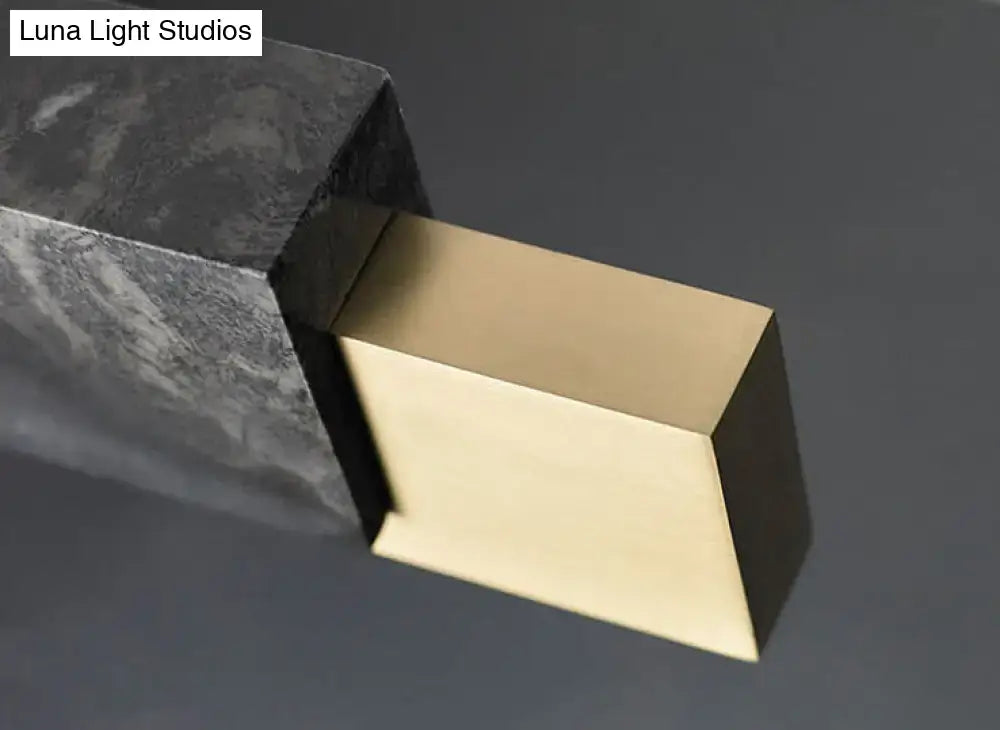 Minimalist black marble rectangular dining room light with gold accents
