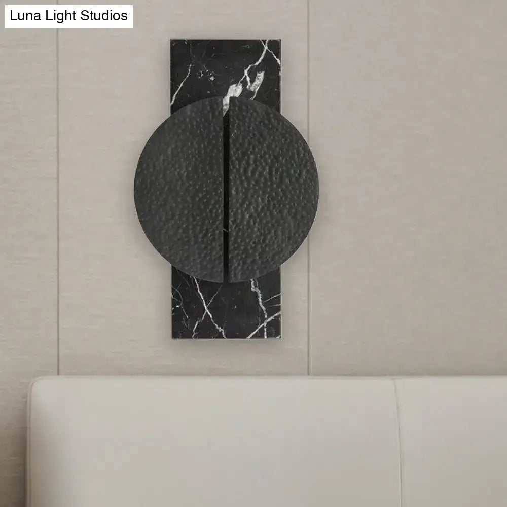 Minimalist black marble wall lamp – living space led circle sconce