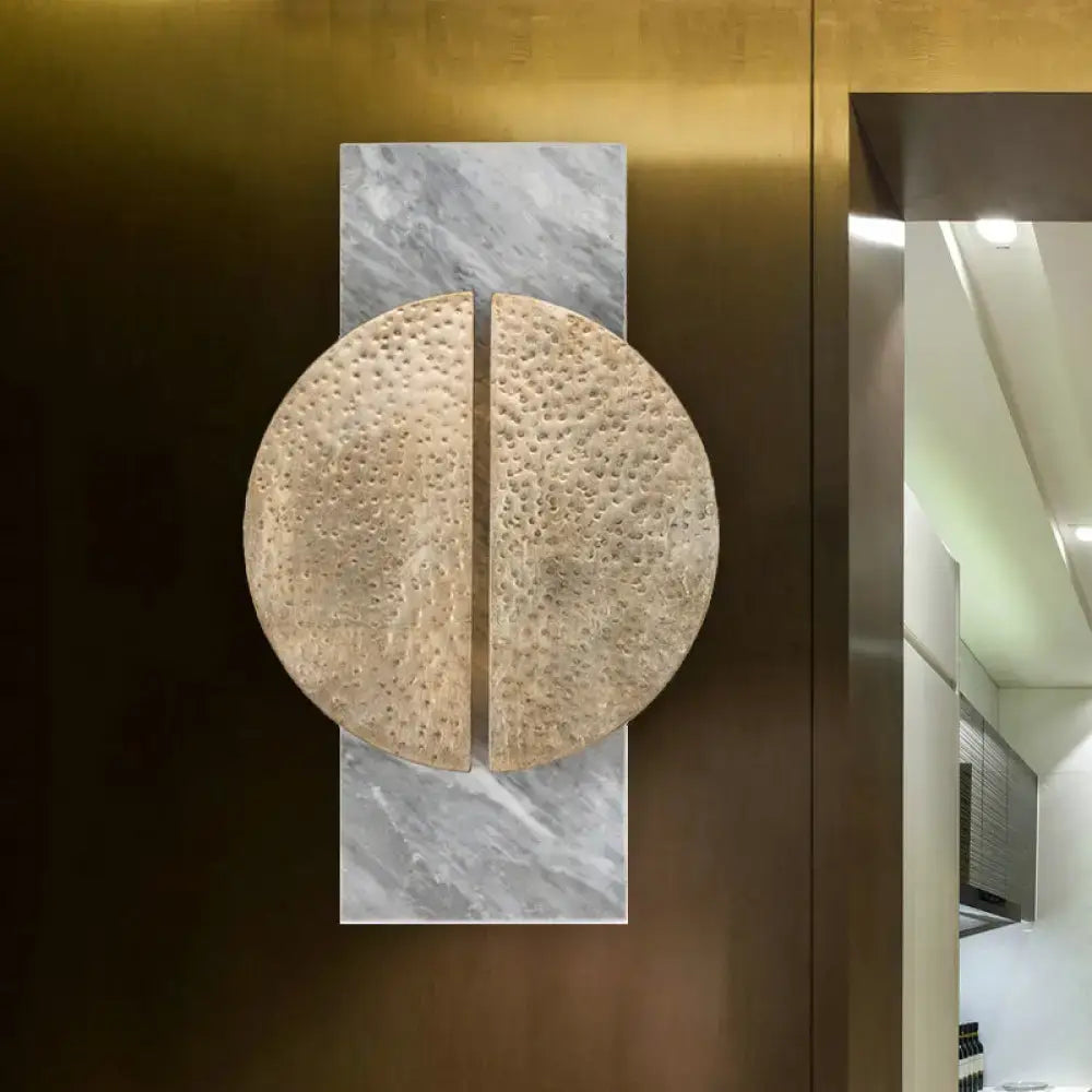 Minimalist black marble wall lamp – living space led circle sconce
