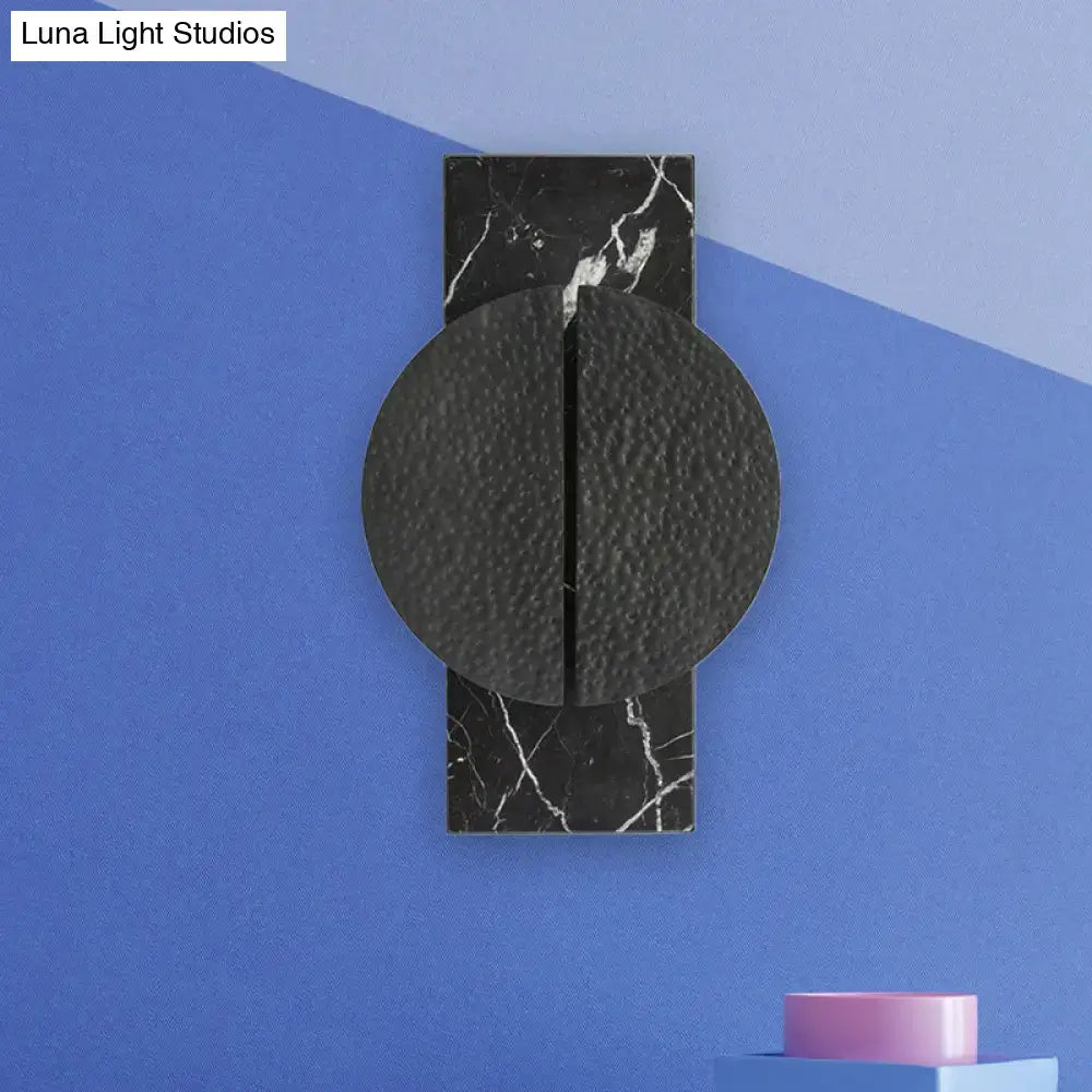 Minimalist black marble wall lamp – living space led circle sconce