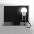 Minimalist black metal wall light with supporter – study fixture