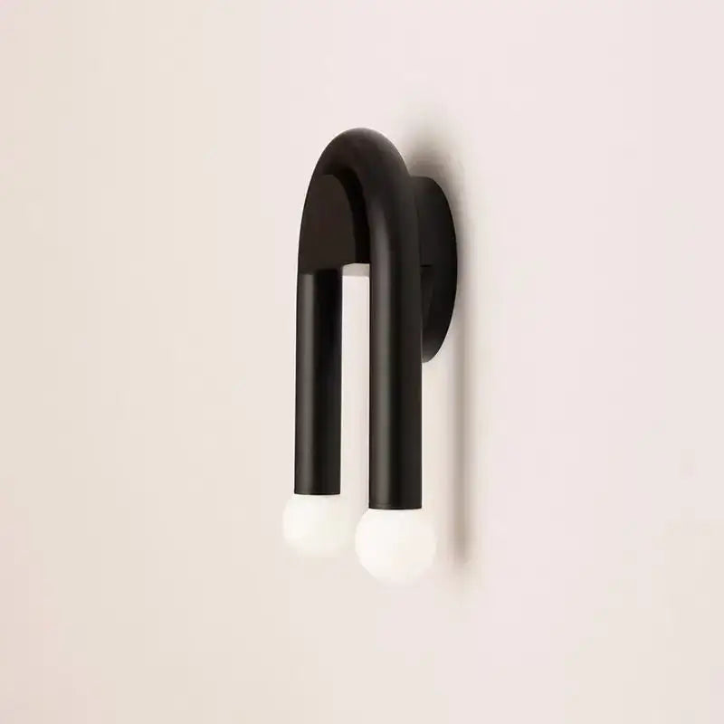 Minimalist black modern wall lamp bedroom curved sconce