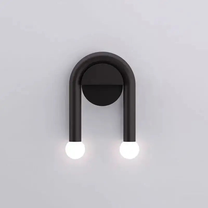 Minimalist black modern wall lamp bedroom curved sconce