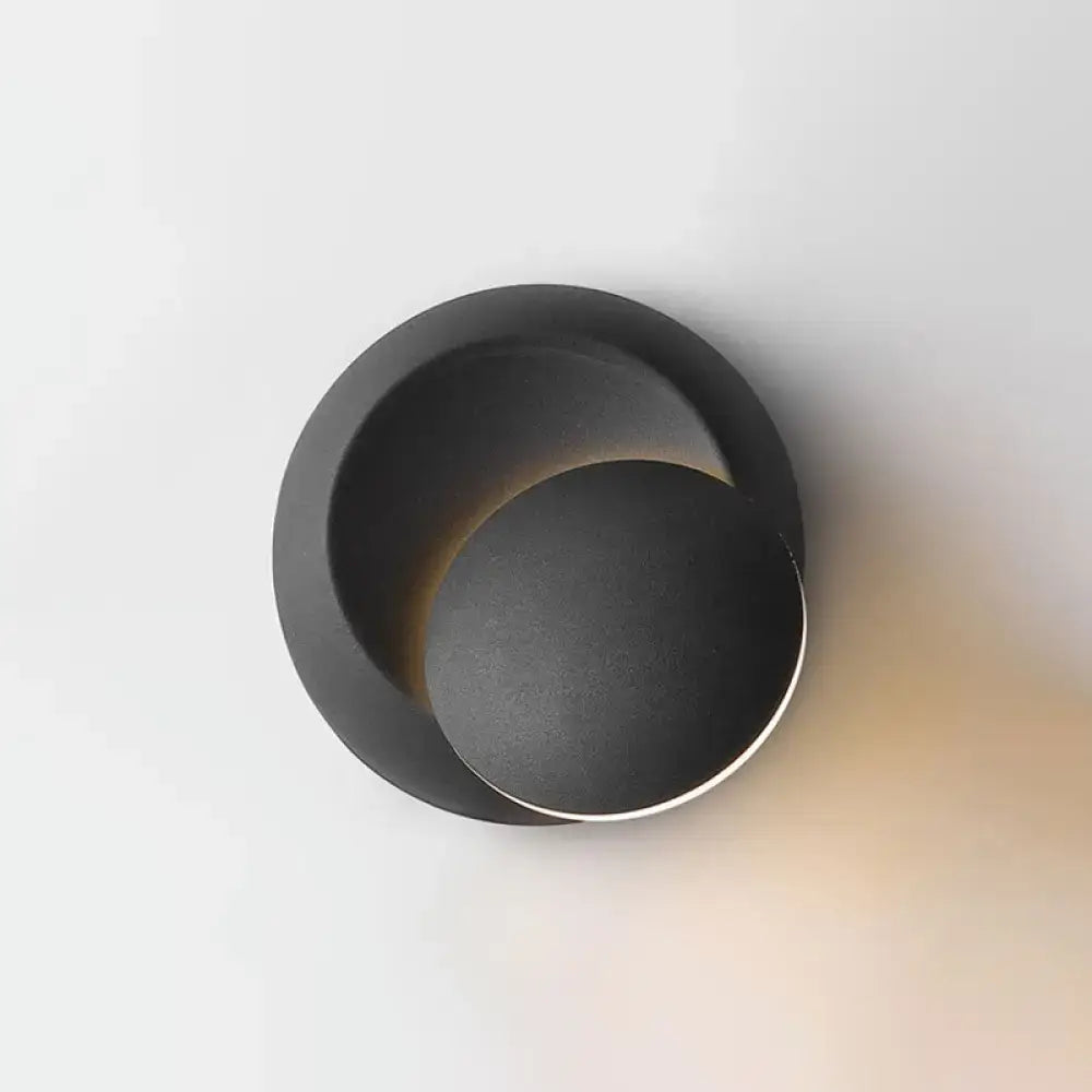 Minimalist black moon shaped sconce lighting – bedroom wall lamp