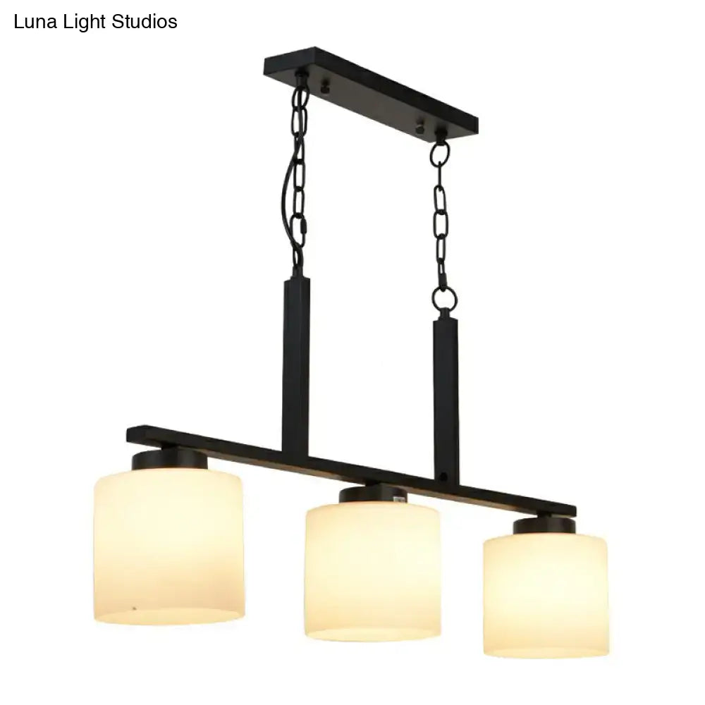 Minimalist black opal frosted glass island lighting fixture kitchen