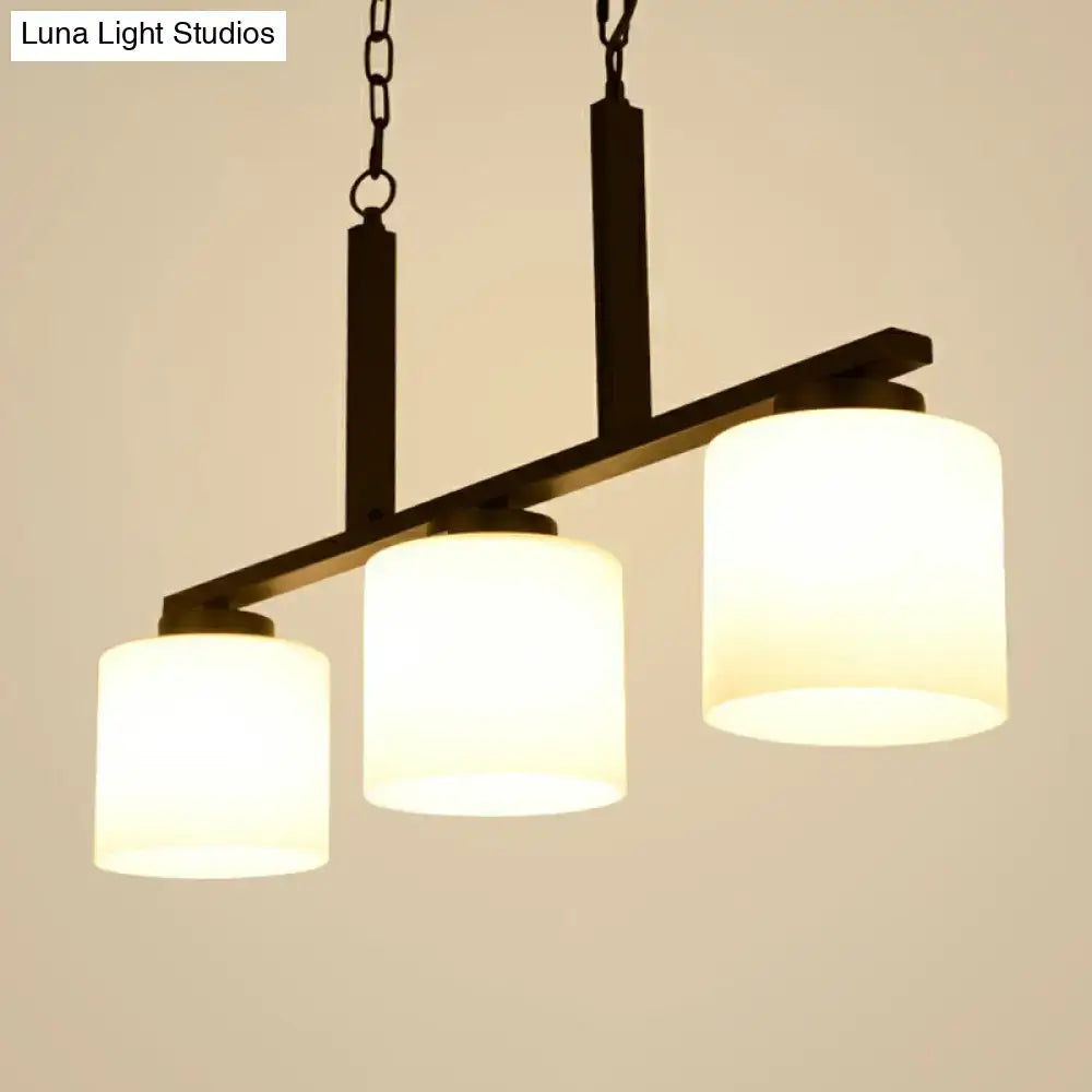 Minimalist black opal frosted glass island lighting fixture kitchen
