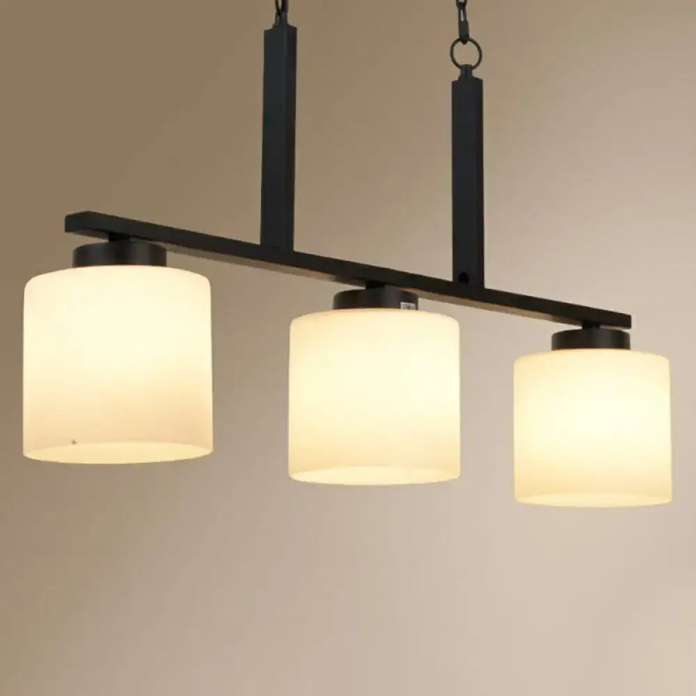 Minimalist black opal frosted glass island lighting fixture kitchen