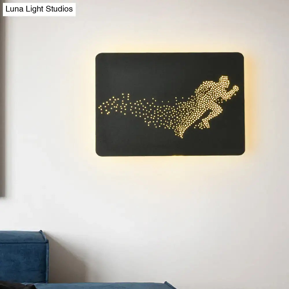 Minimalist black running man led wall lamp bedroom fixture 110v-120v