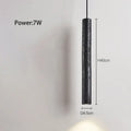 Minimalist black stone tube led pendant light for bedroom lighting