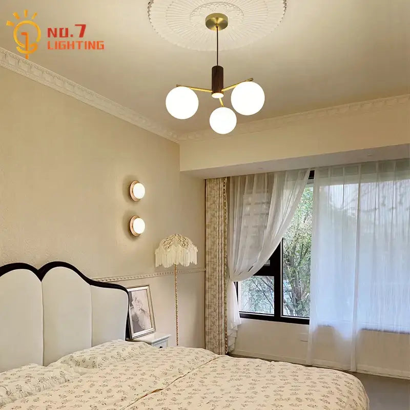 Minimalist black walnut wall lamp for bedroom and living room
