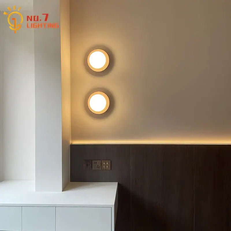 Minimalist black walnut wall lamp for bedroom and living room
