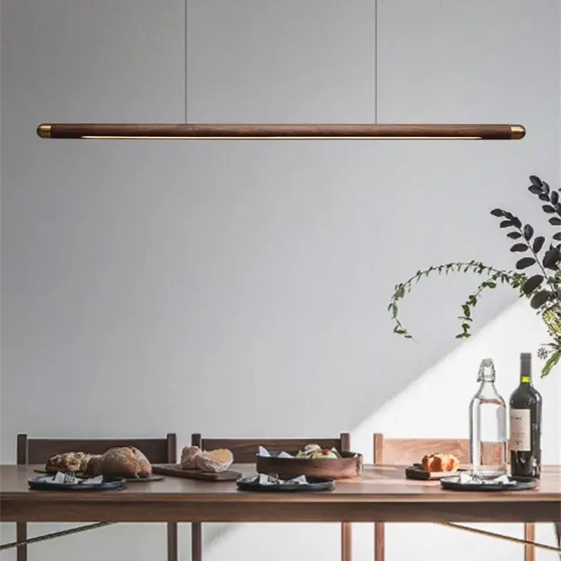 Minimalist black walnut wood pendant light for dining room