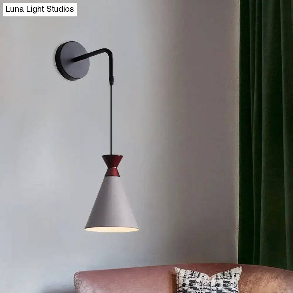 Minimalist black & white conical wall light – bedroom iron wall sconce