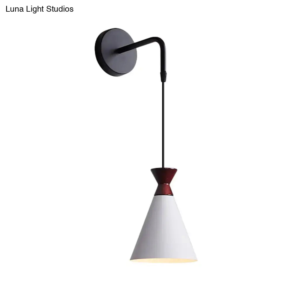 Minimalist black & white conical wall light – bedroom iron wall sconce